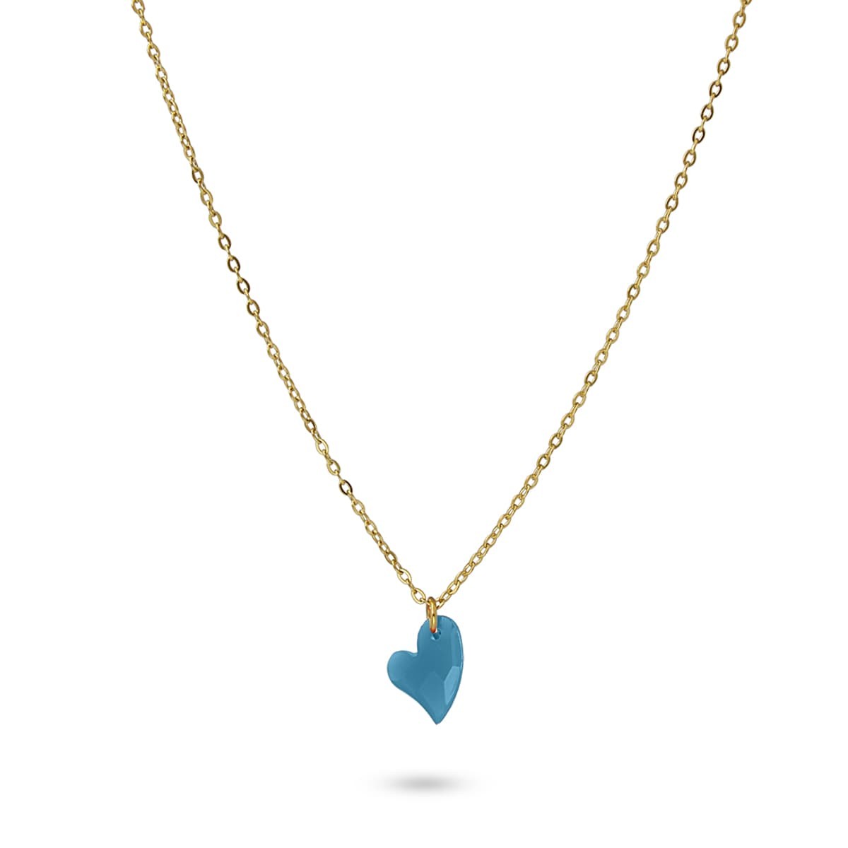 collar cadenita acero quirúrgico abalorio acrílico corazón anartxy azul