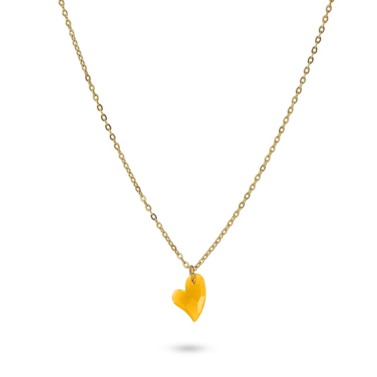collar cadenita acero quirúrgico abalorio acrílico corazón anartxy amarillo