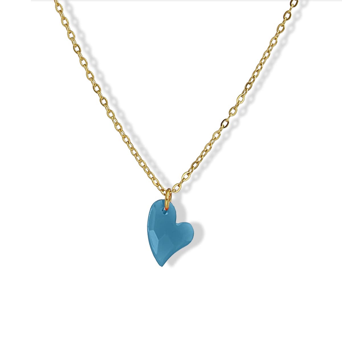 collar cadenita acero abalorio acrílico corazón azul