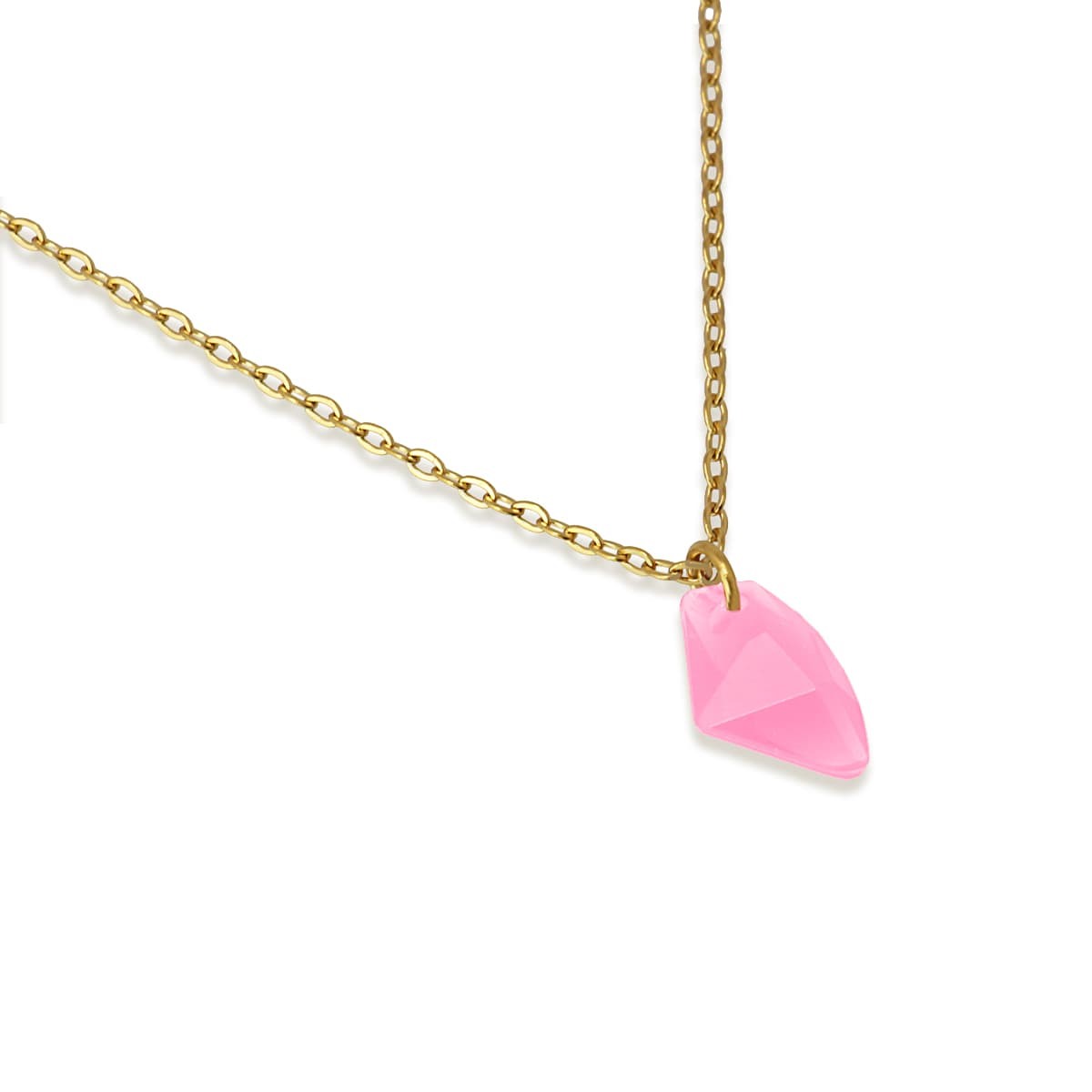 collar acero colgante piedra anartxy rosa
