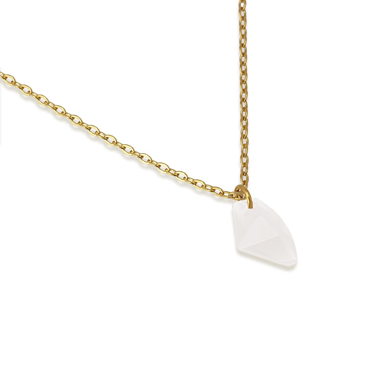 collar acero colgante piedra anartxy blanco