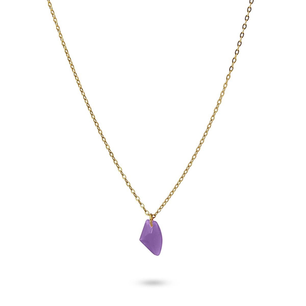 collar acero quirúrgico colgante piedra acrílica color anartxy morado
