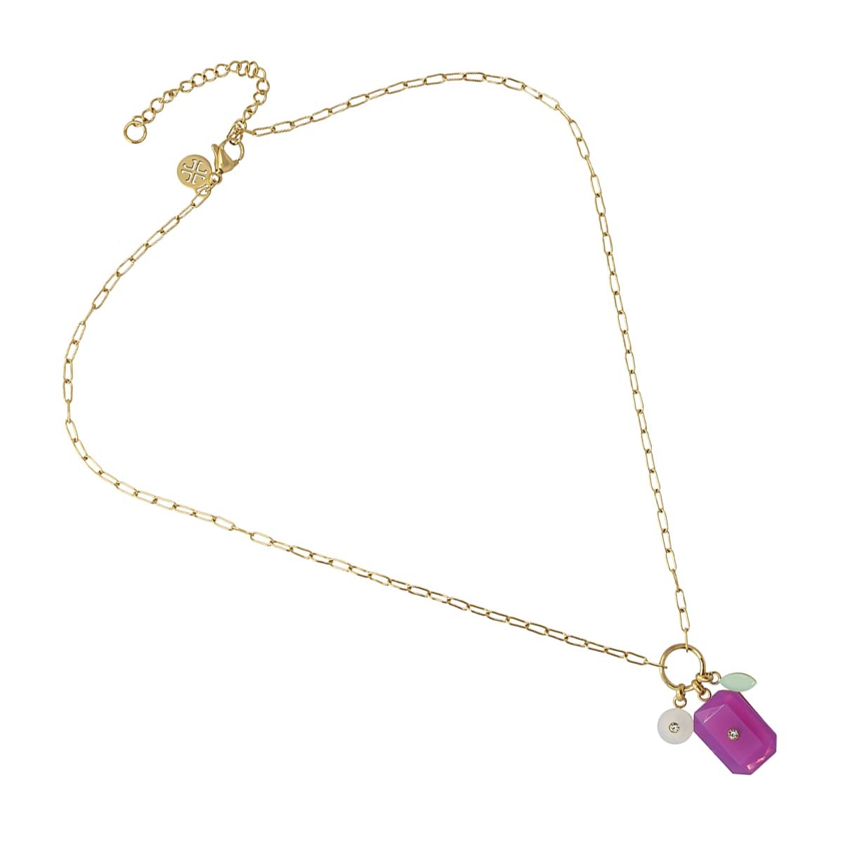 collar eslabones acero abalorios piedra coloreada circonita anartxy