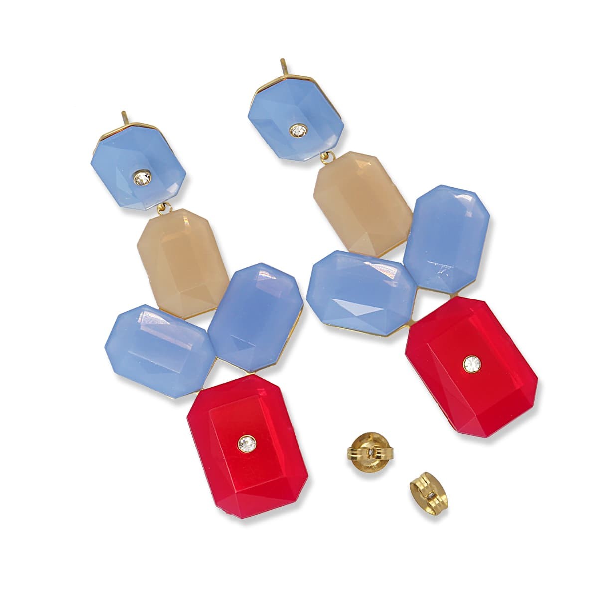 pendientes largos acero quirúrgico piedra color circonitas anartxy rojo