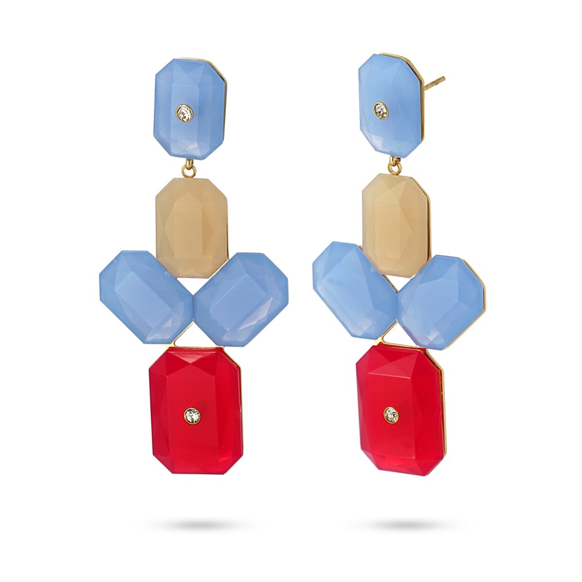 pendientes largos acero quirúrgico piedra color circonitas anartxy