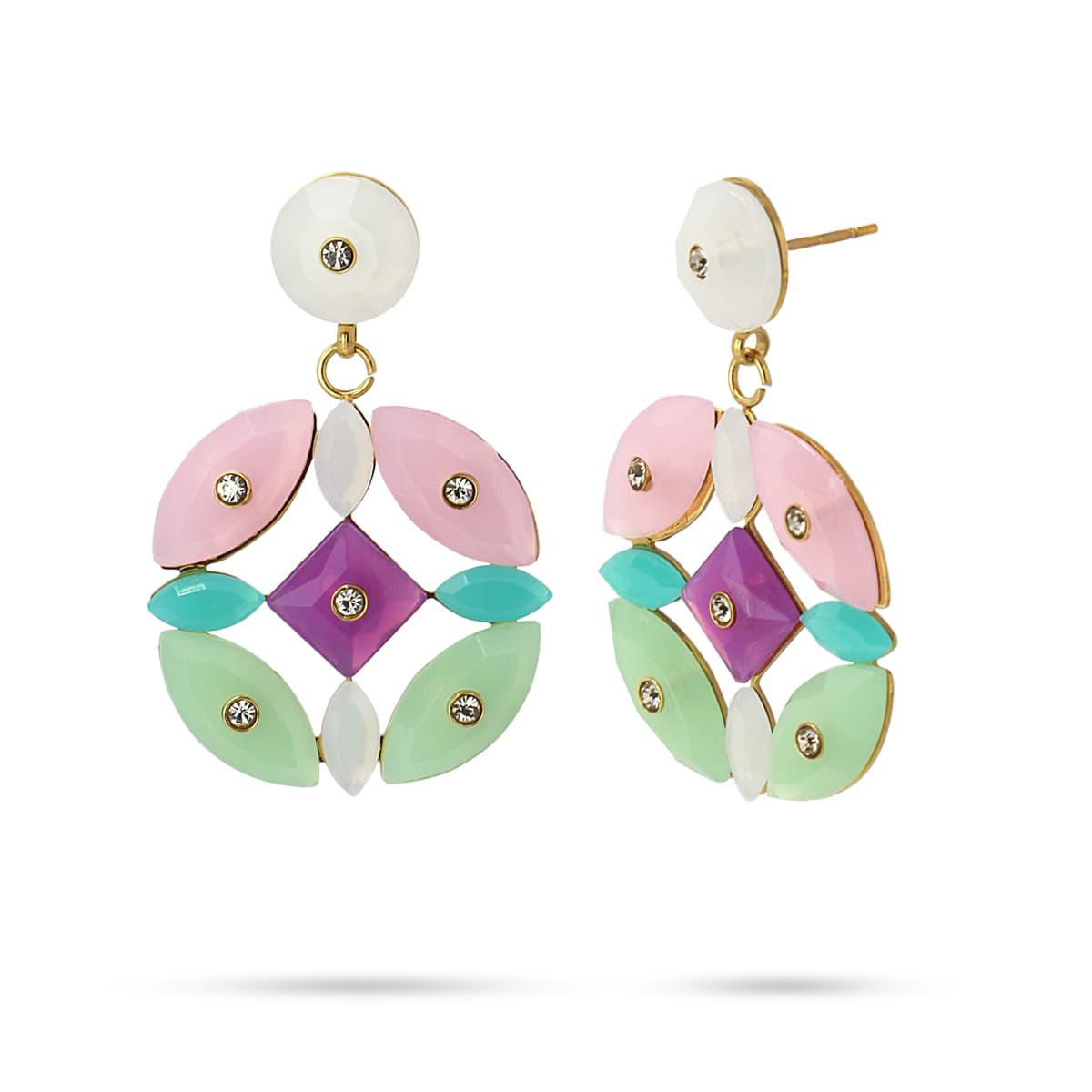 pendientes acero flor piedras color anartxy