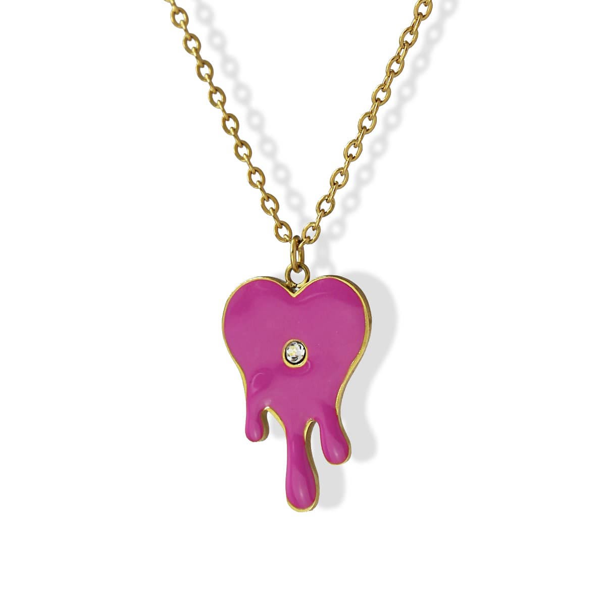 collar acero color esmalte fucsia