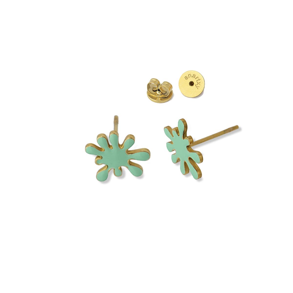 pendientes acero color esmalte gota turquesa