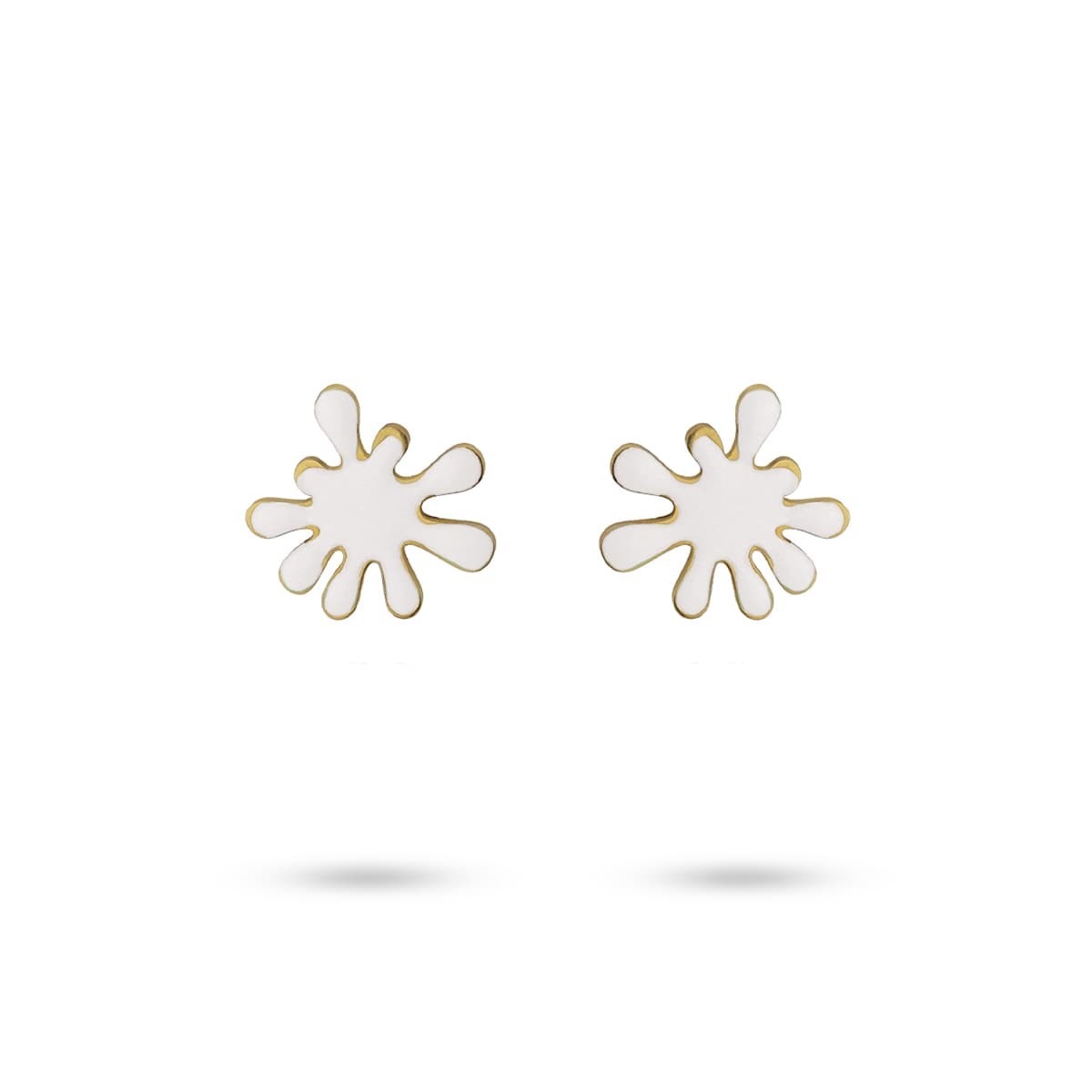 pendientes acero color esmalte gota blanco