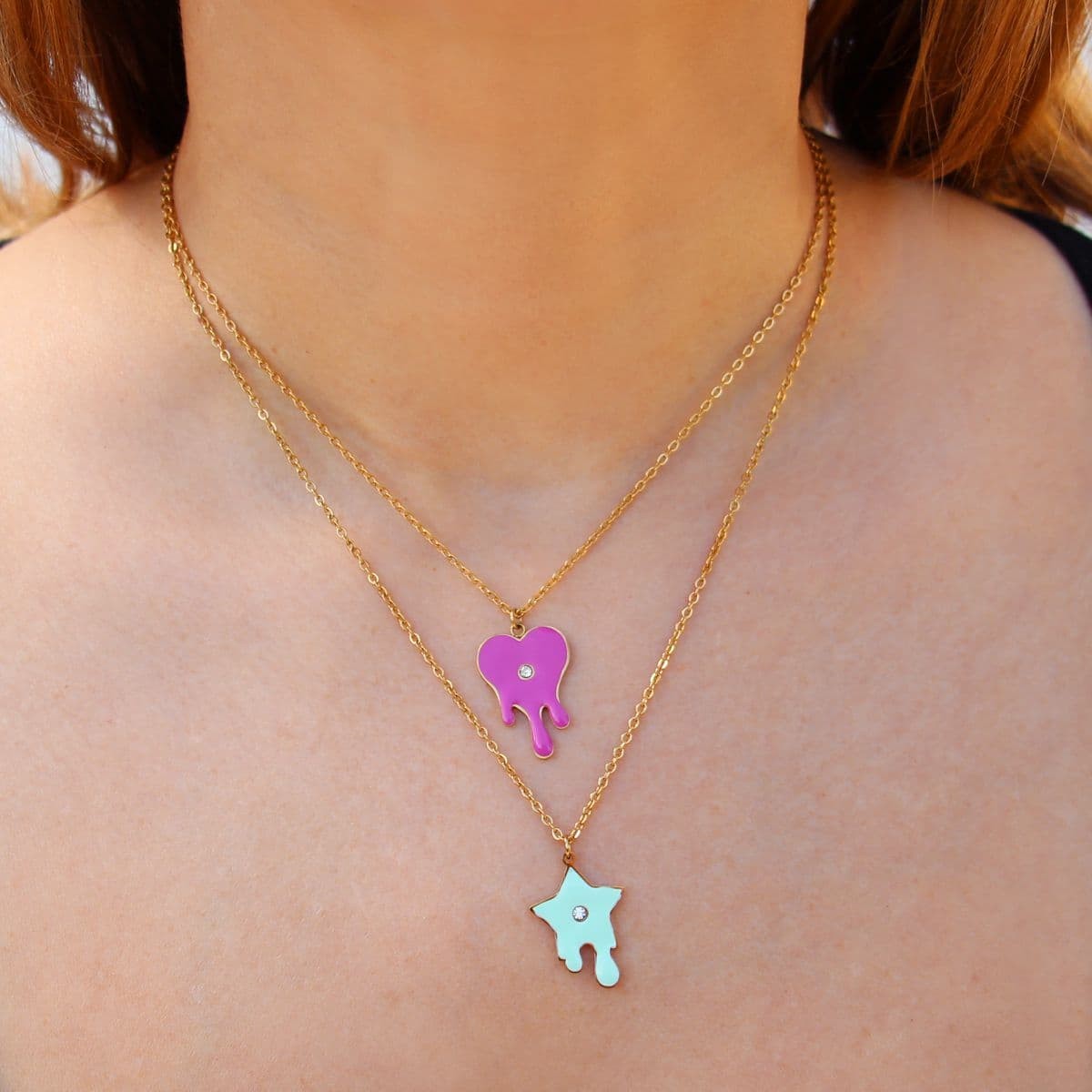 Collar corazón gotas BCO446fc