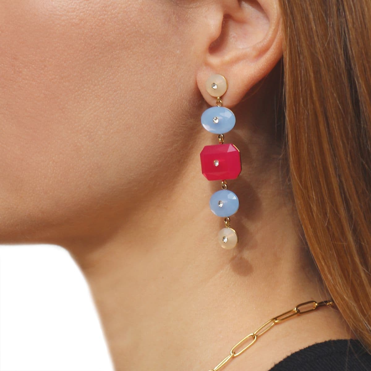 Pendientes piedras color CPE075