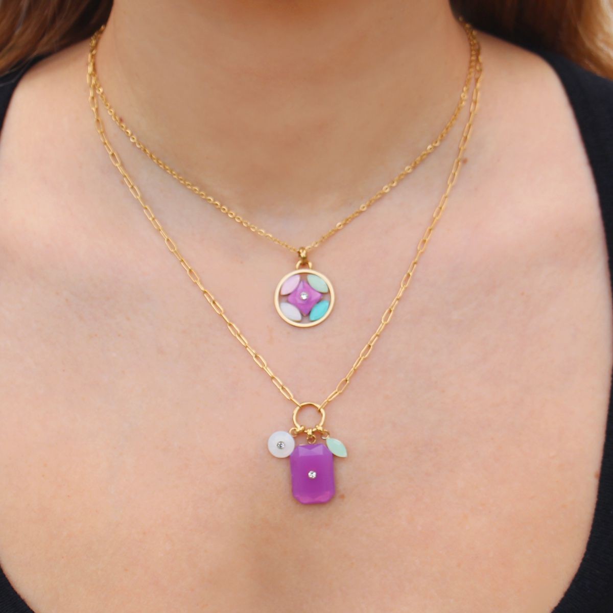 Collar piedras color BCO429 c