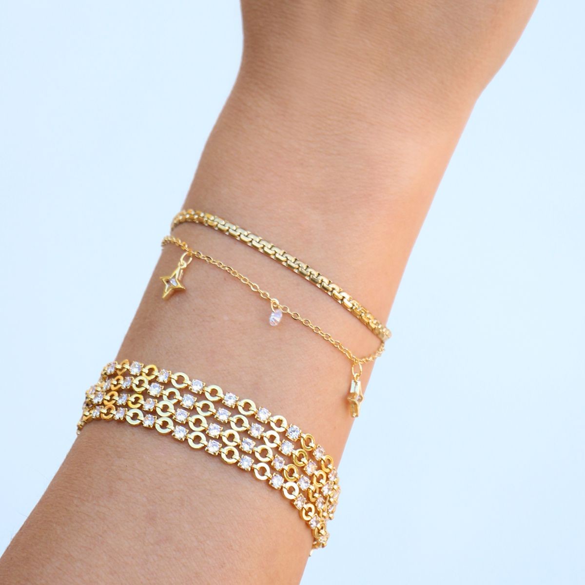 Pulsera circonitas BPU580 acero dorado chica