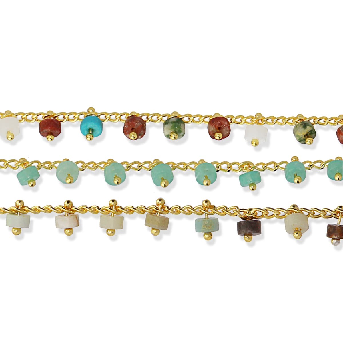 Pulsera piedra natural BPU588 abalorio cuentas dorado acero color combinado anartxy