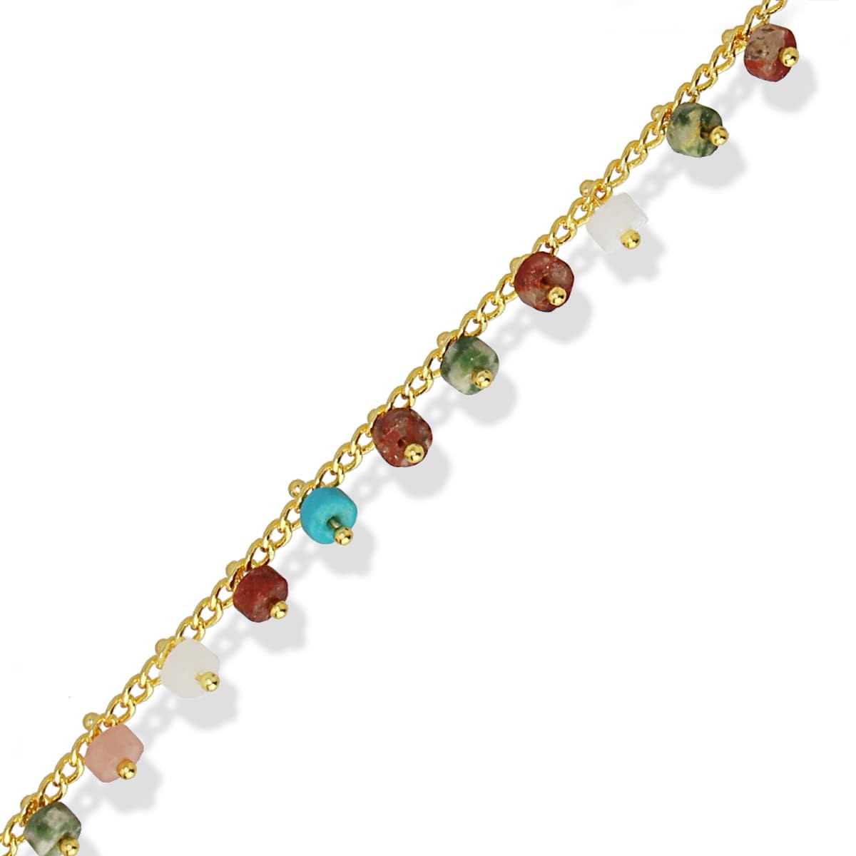 Pulsera piedra natural BPU588 abalorio cuentas dorado acero color combinado