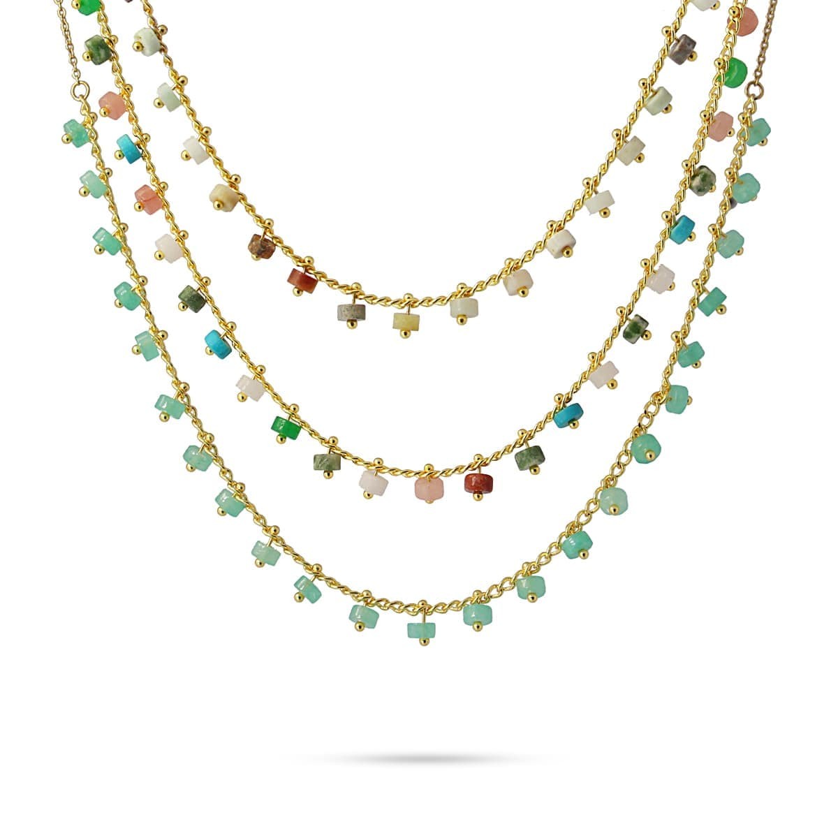 Collar piedra natural BCO459 abalorio cuenta color combinado acero dorado anartxy mujer 3