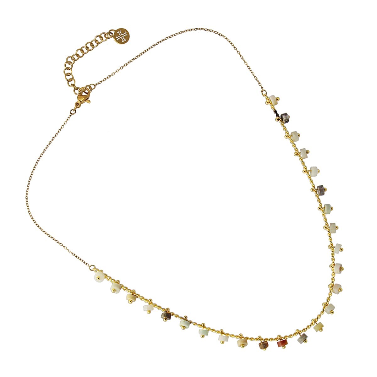 Collar piedra natural BCO459 abalorio cuenta color