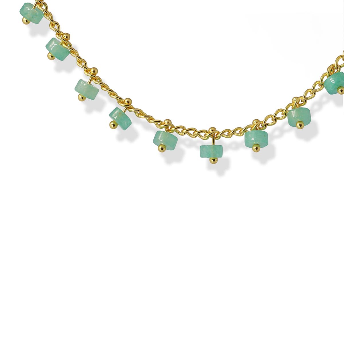 Collar piedra natural BCO459 abalorio cuenta color combinado acero dorado 5