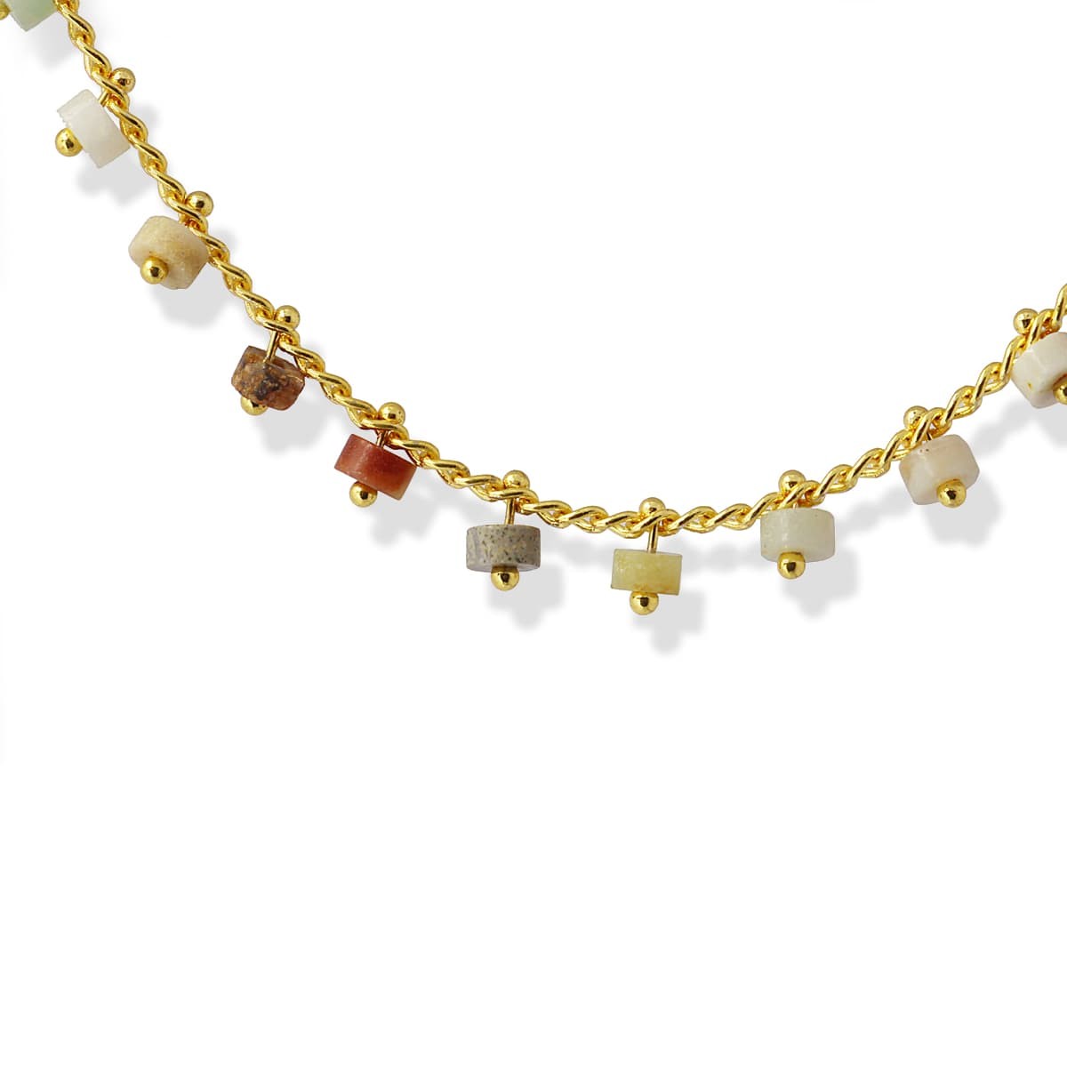 Collar piedra natural BCO459 abalorio cuenta color combinado acero dorado 4