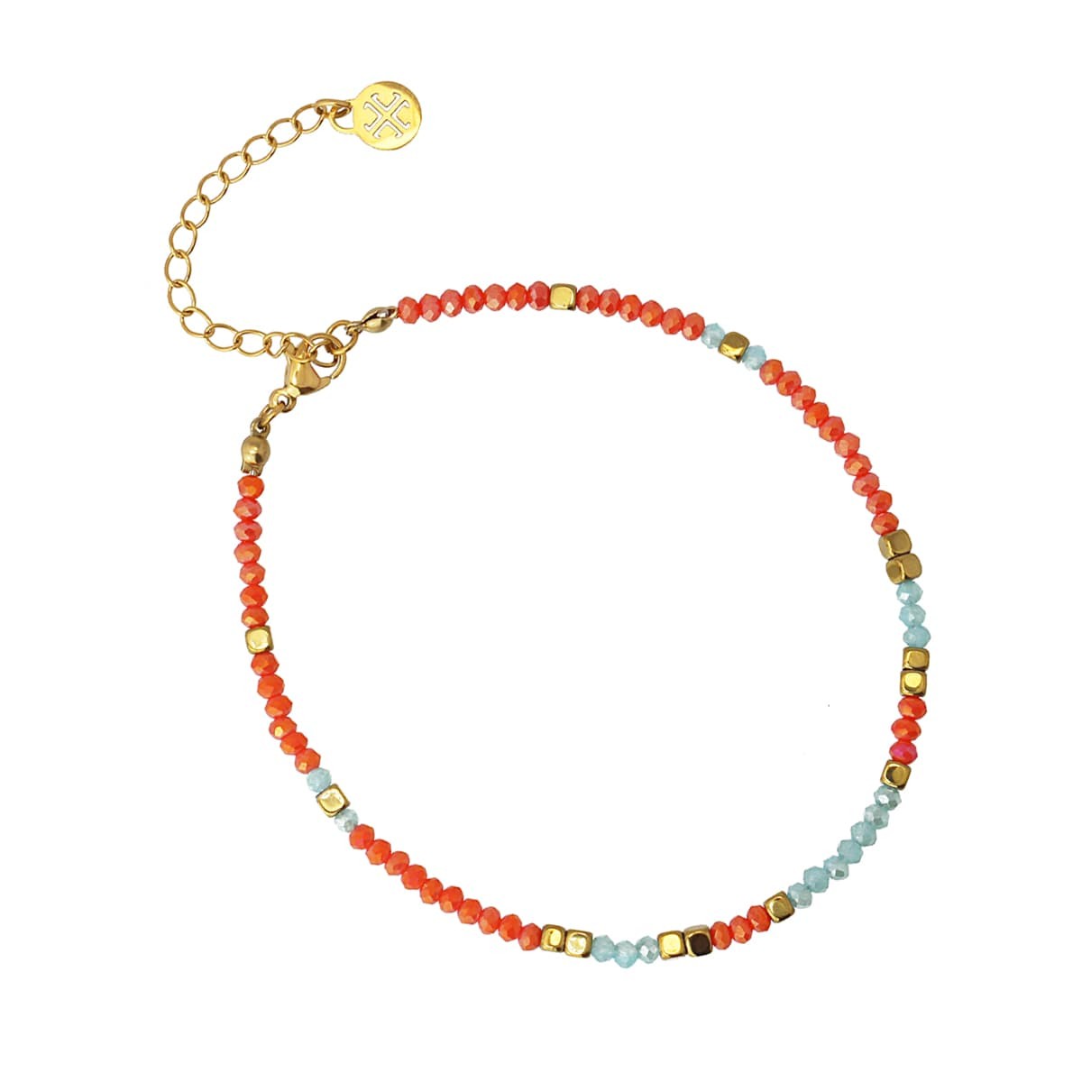 Tobillera cristal ATO224 acero dorado multicolor combinado anartxy mujer 2