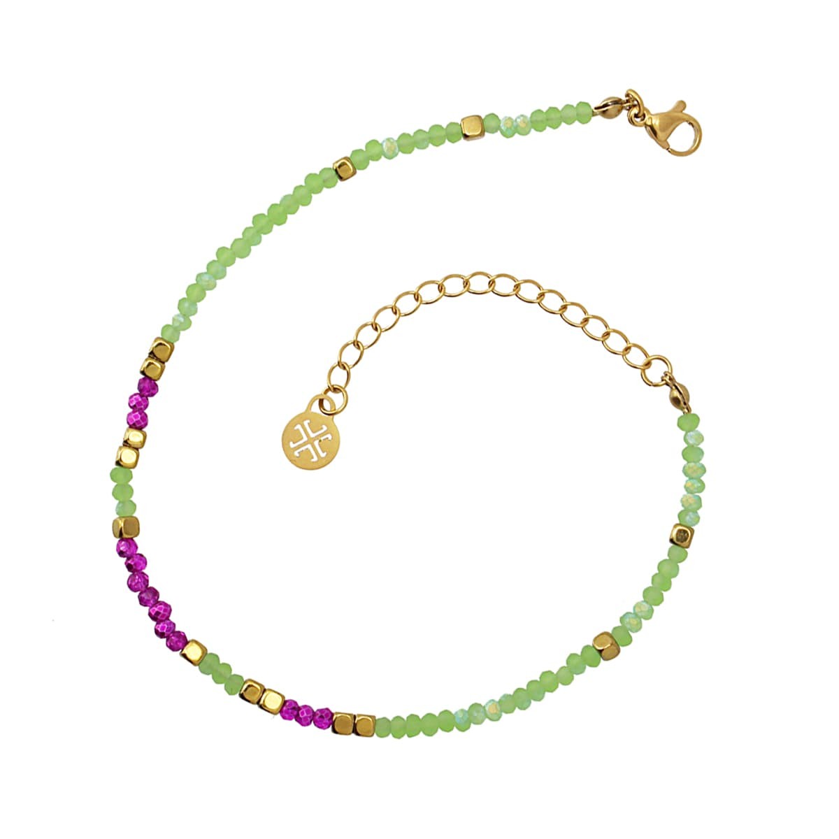 Tobillera cristal ATO224 acero dorado multicolor combinado anartxy