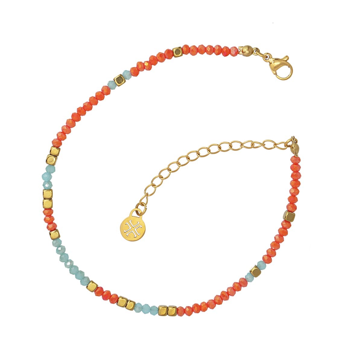 Tobillera cristal ATO224 acero dorado multicolor combinado anartxy mujer 14