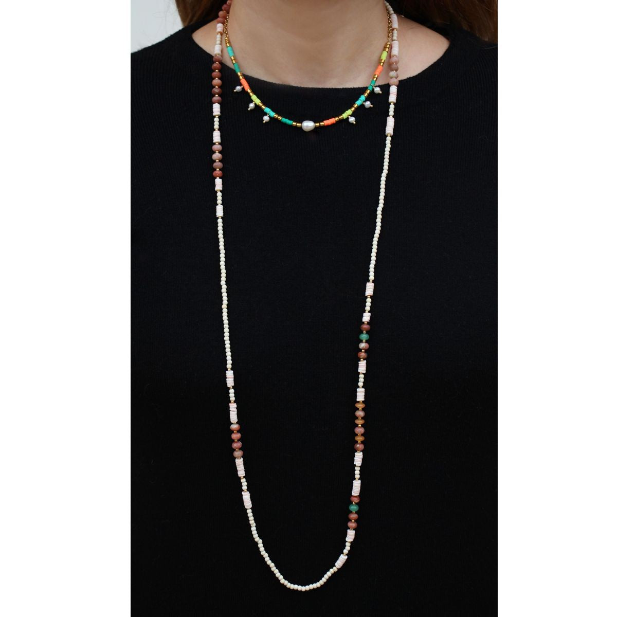 Collar concha marina BCO453 piedra anartxy color acero
