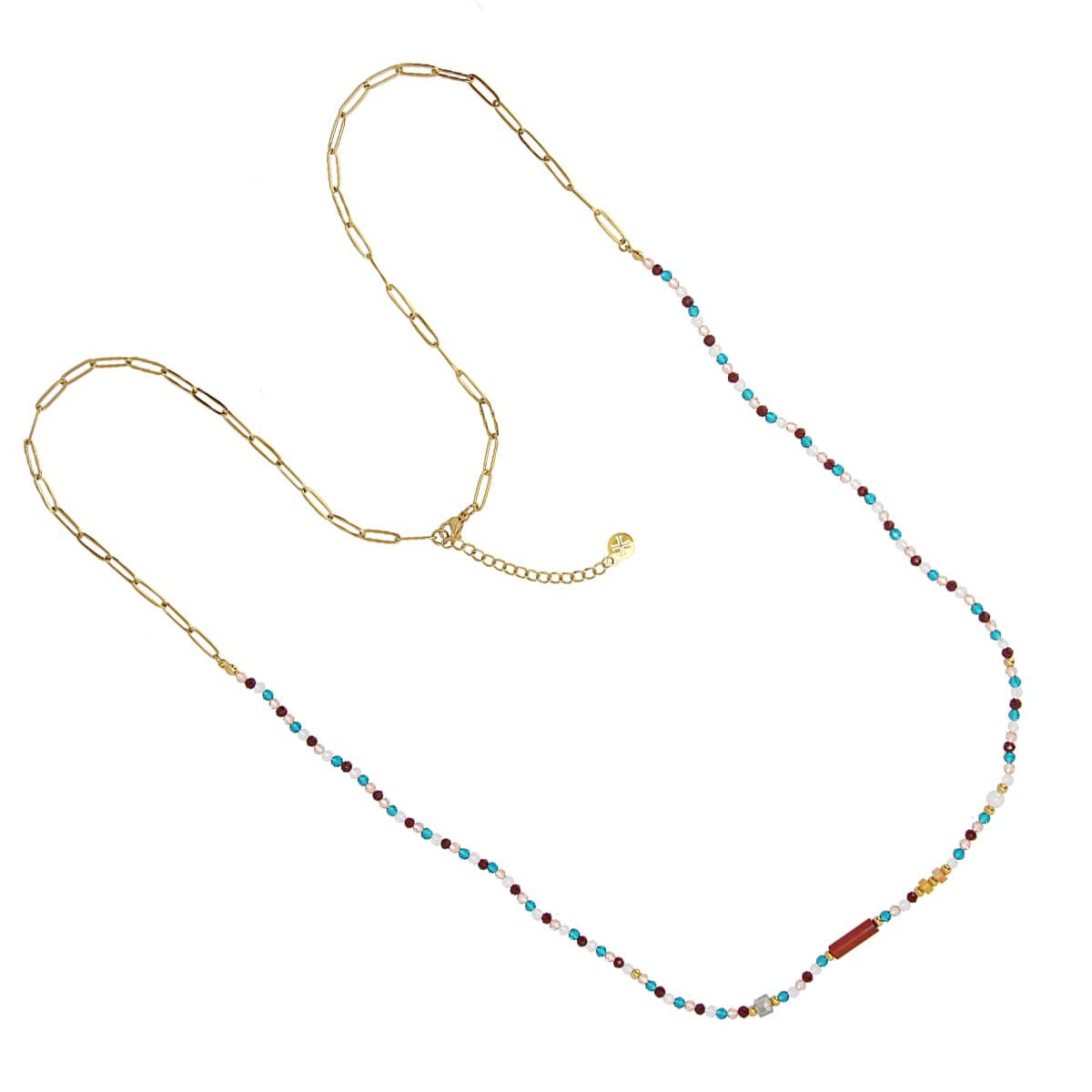 Collar abalorios BCO440 perlas cristal acero dorado anartxy mujer 2