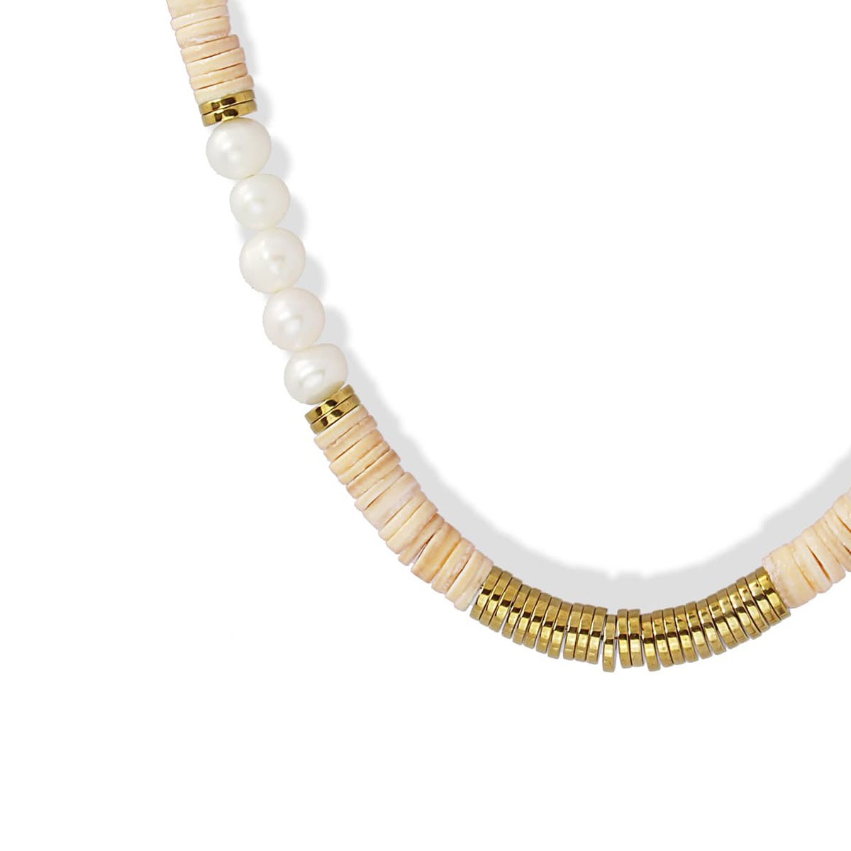 Collar heishi BCO449 acero corto dorado