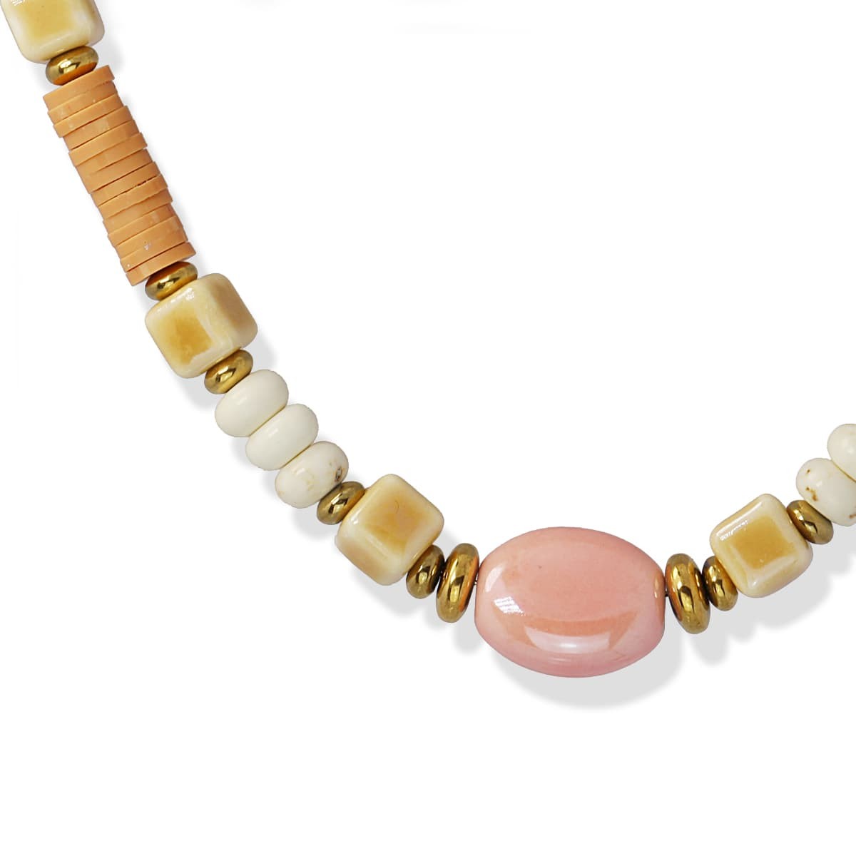 Collar piedra natural BCO450 acero dorado