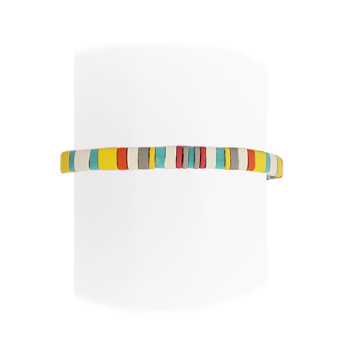 pulsera elástica Tila cristal japonés cerámica mate color amarillo