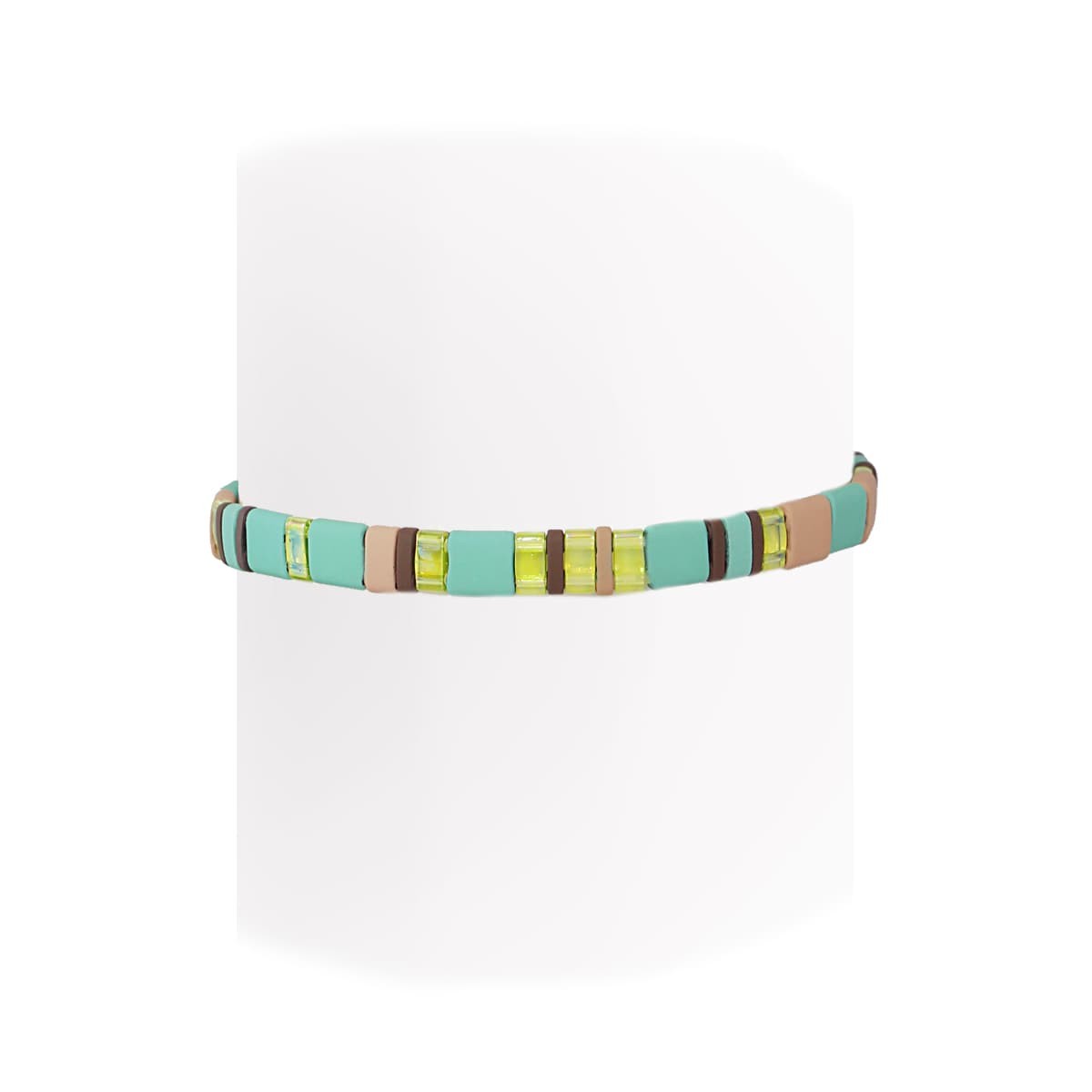 pulsera elástica Tila cristal japonés cerámica mate color turquesa