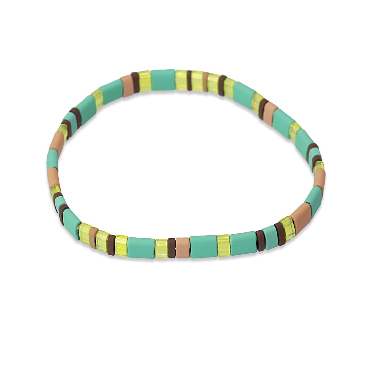 pulsera elástica Tila cristal japonés cerámica mate color anartxy turquesa