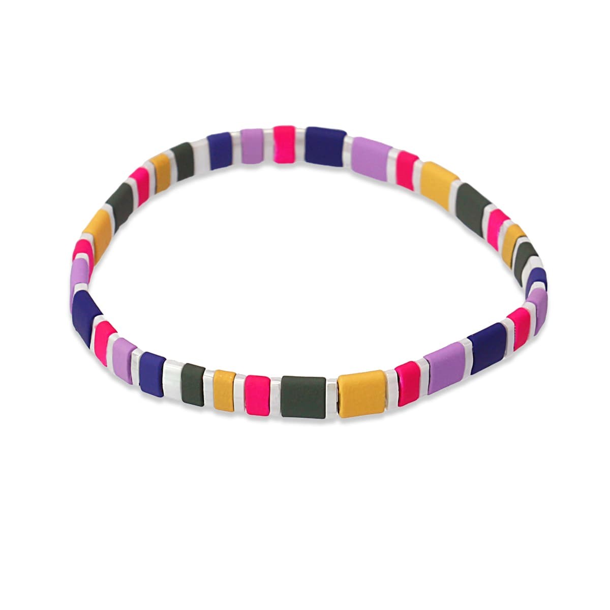 pulsera elástica Tila cristal japonés cerámica mate color anartxy multicolor