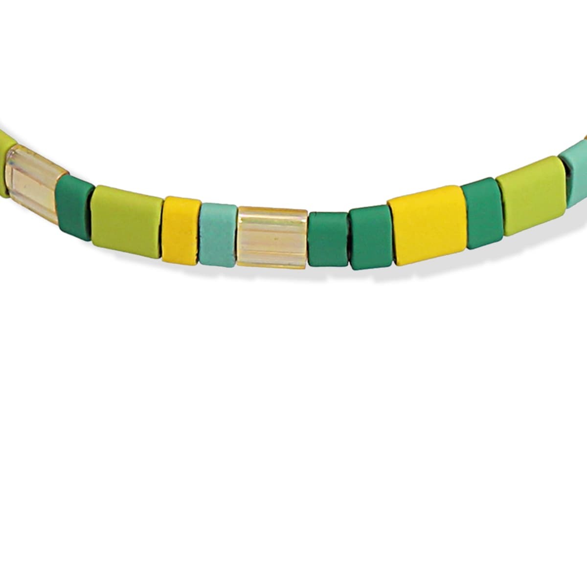 pulsera elástica Tila cristal japonés cerámica mate verde