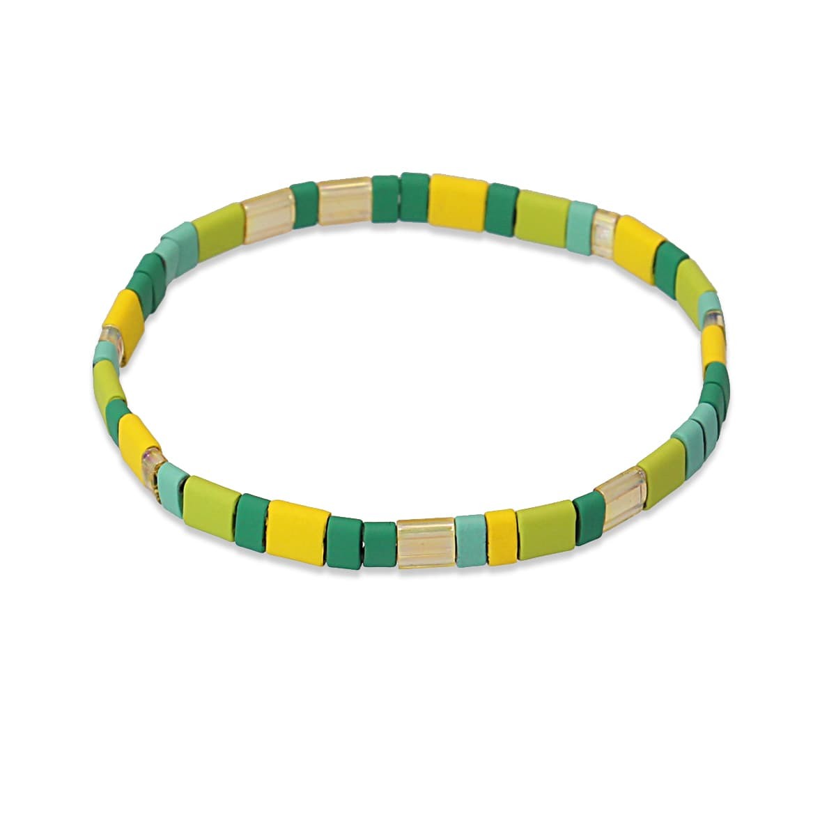 pulsera elástica Tila cristal japonés cerámica mate color anartxy verde
