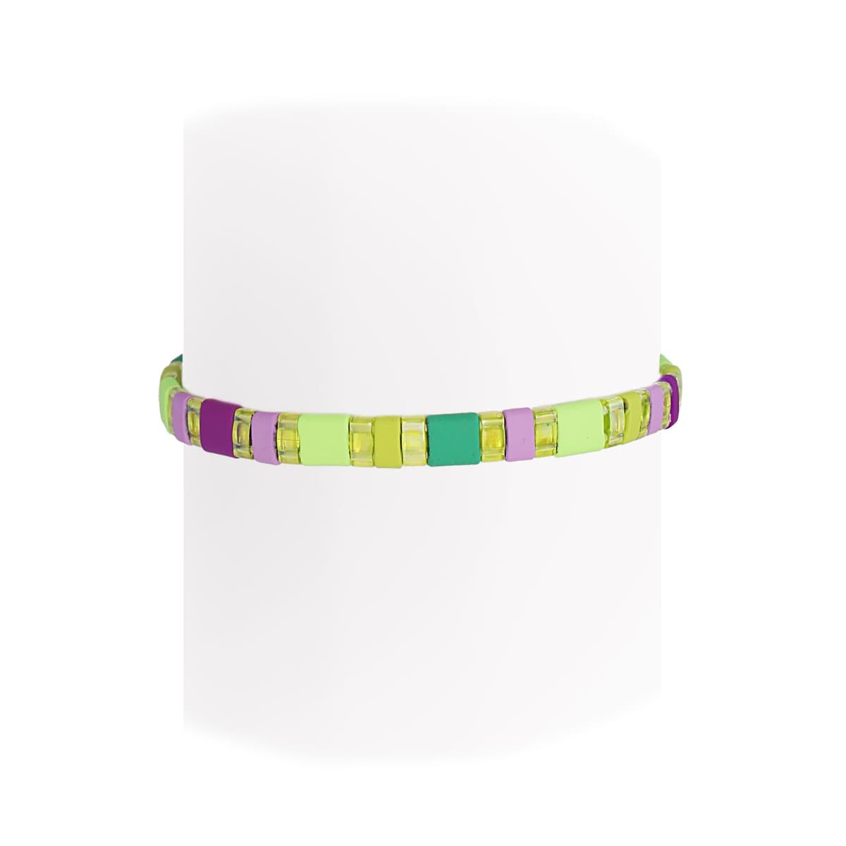 pulsera elástica Tila cristal japonés cerámica mate color verde claro