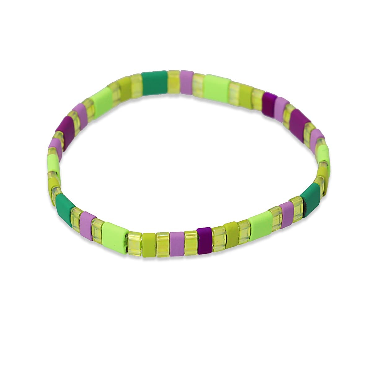 pulsera elástica Tila cristal japonés cerámica mate color anartxy verde claro