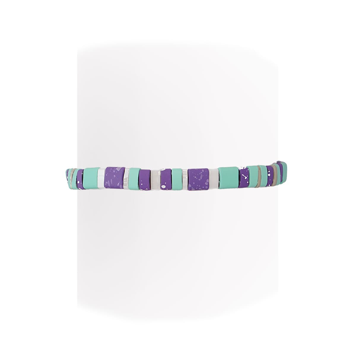 pulsera elástica Tila cristal japonés cerámica mate color azul