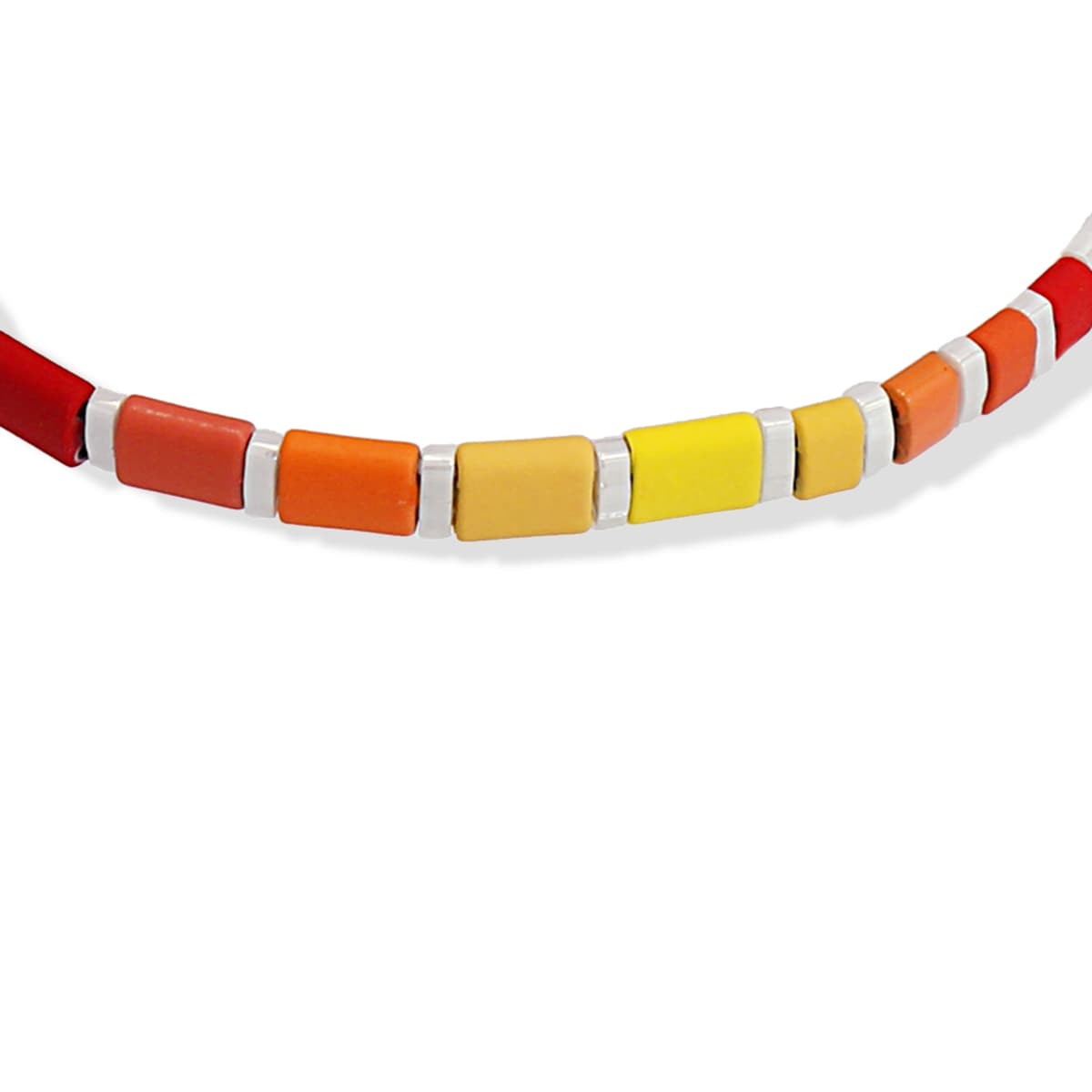 pulsera elástica Tila cristal japonés cerámica mate naranja