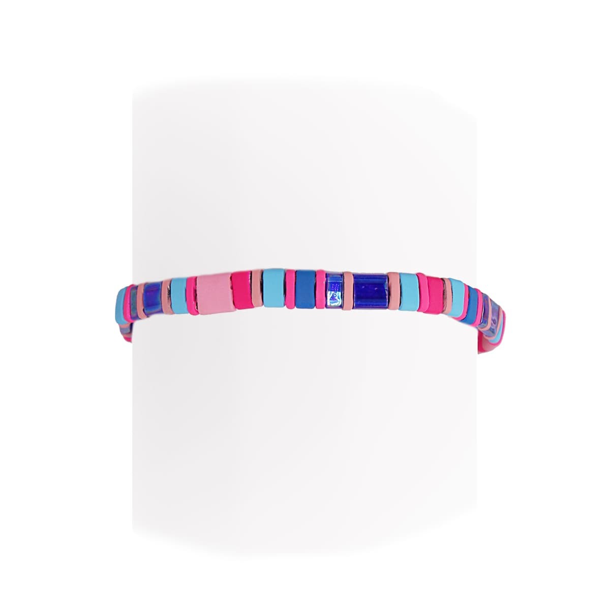 pulsera elástica Tila cristal japonés cerámica mate color morado