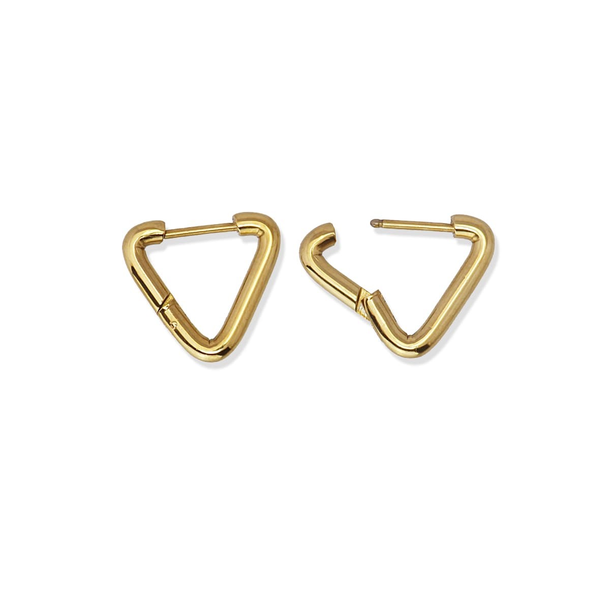 pendientes aros básicos acero quirúrgico triángulos dorado