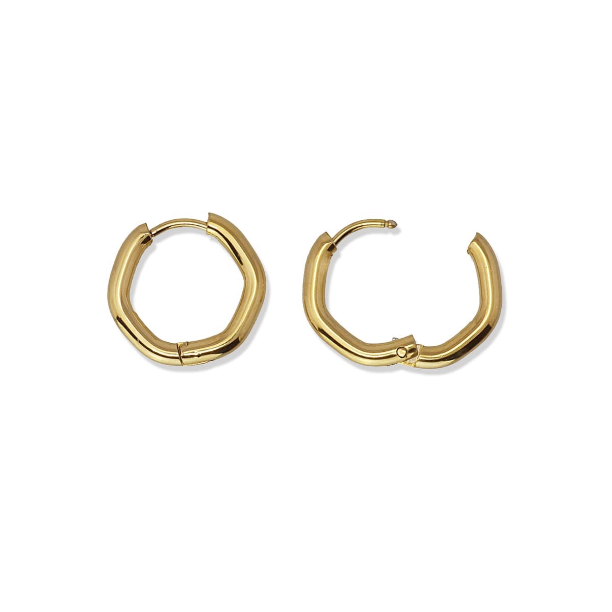 pendientes aros básicos acero quirúrgico hexágono dorado