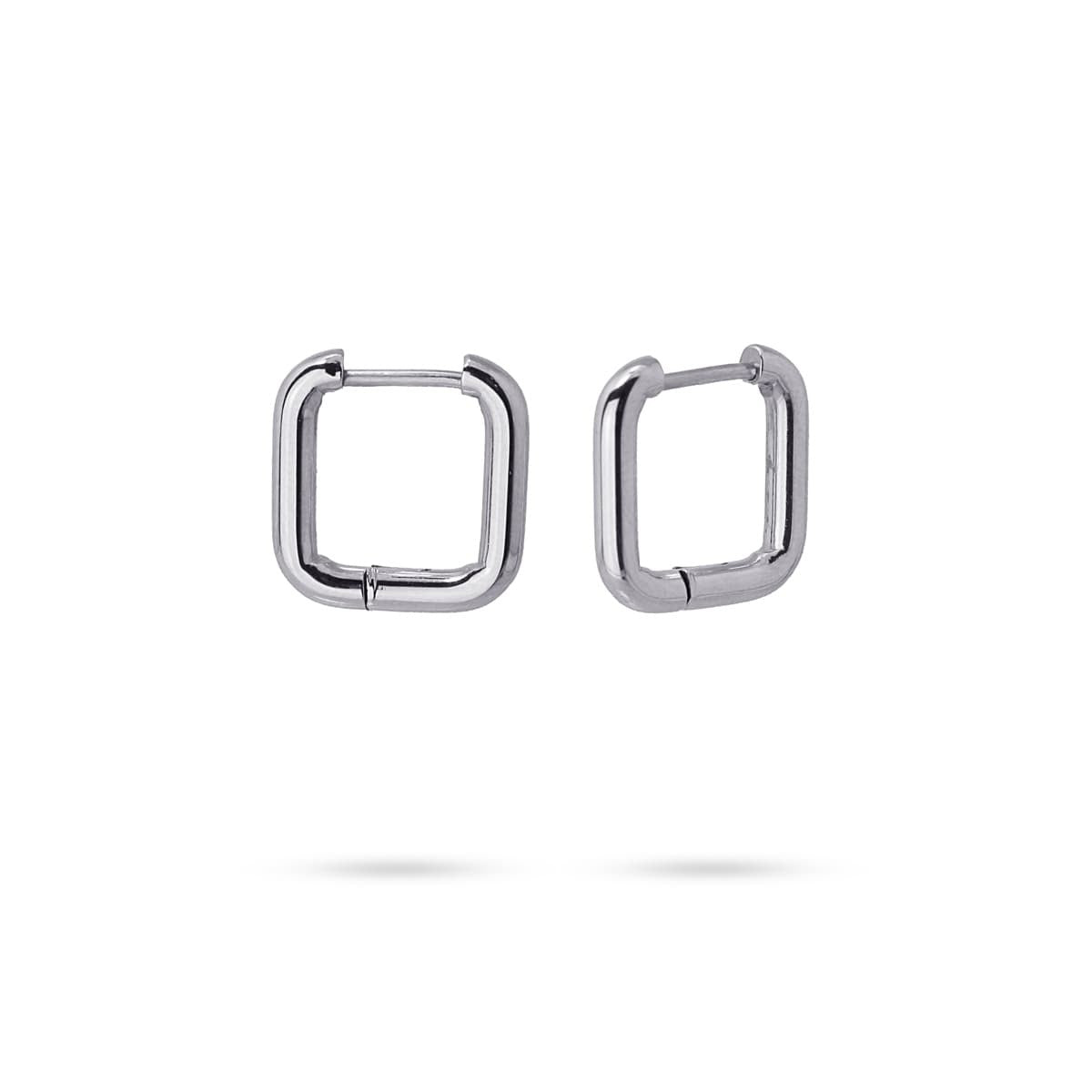pendientes mini aros básicos acero cuadrados