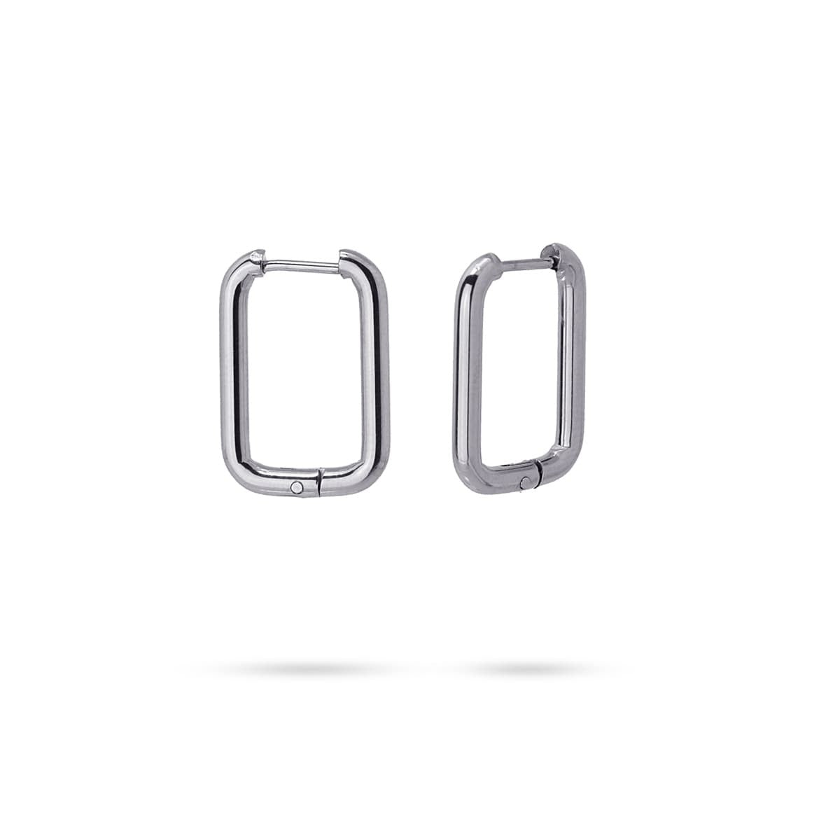 pendientes aros básicos acero rectangulares