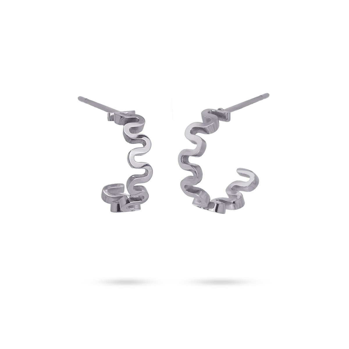 pendientes mini aros acero zig-zag