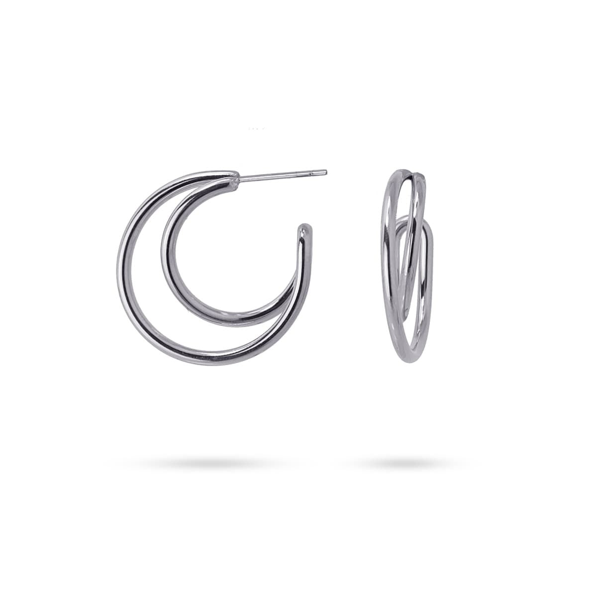 pendientes aros línea curva acero pequeños