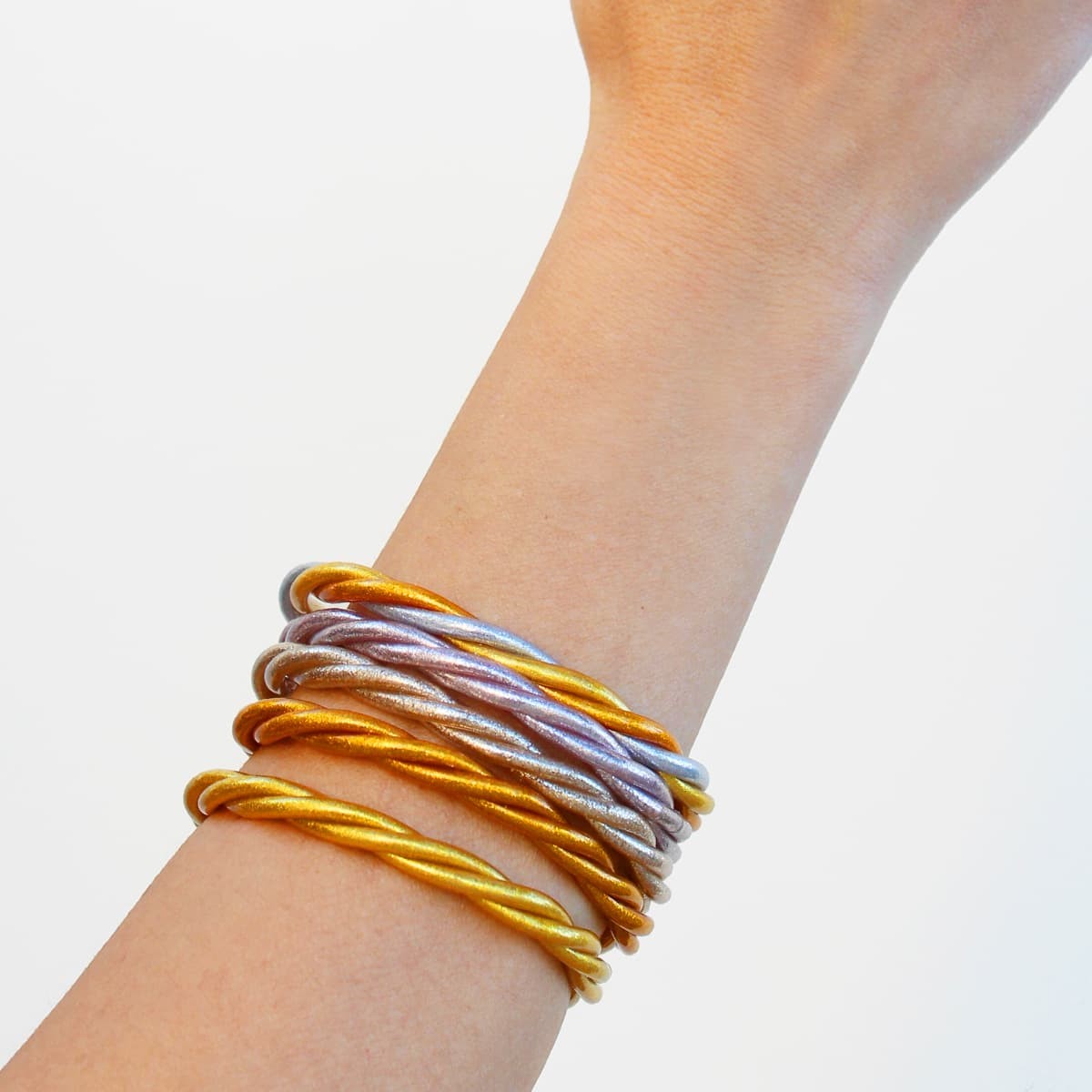 Pulsera circular vinilo purpurina color