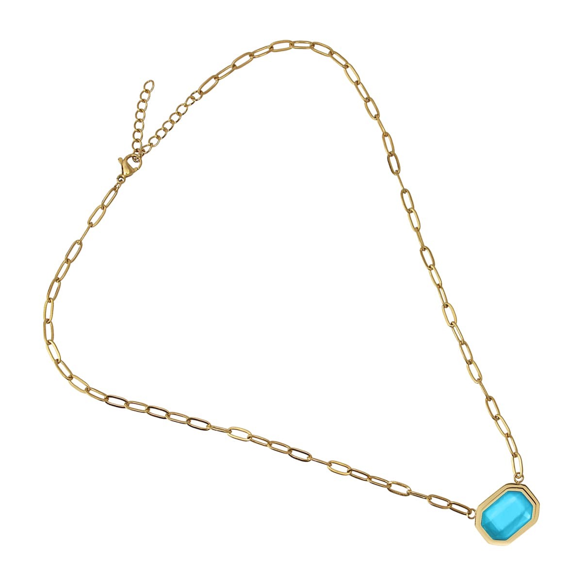collar dorado cadena eslabones acero coloreada azul