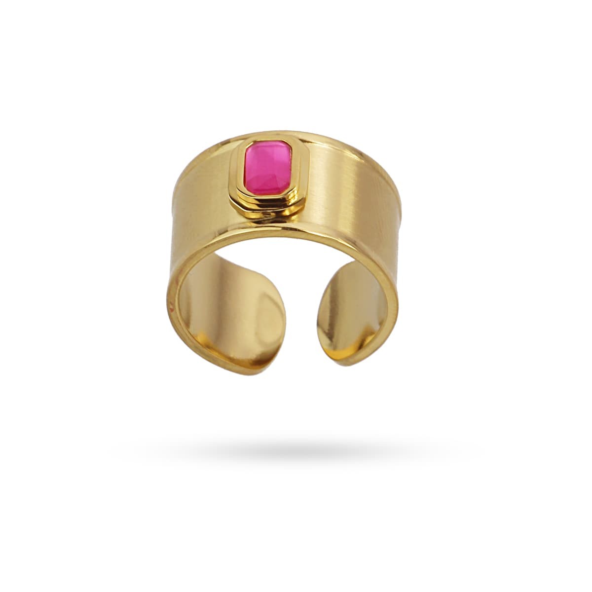 Anillo ancho dorado cadena eslabones acero quirúrgico plástico reciclado rosa